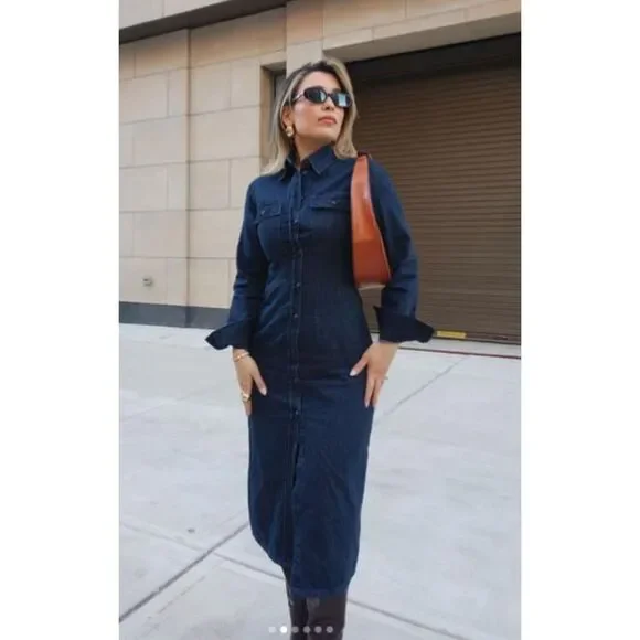 Zara | Dresses | Zara Denim Shirt Dress Zw Collection Blue Sz M | Poshmark